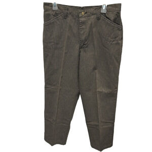 Lee Riders Flat Front Brown Tan Striped‎ Women's 14 Size Waist Taken In
